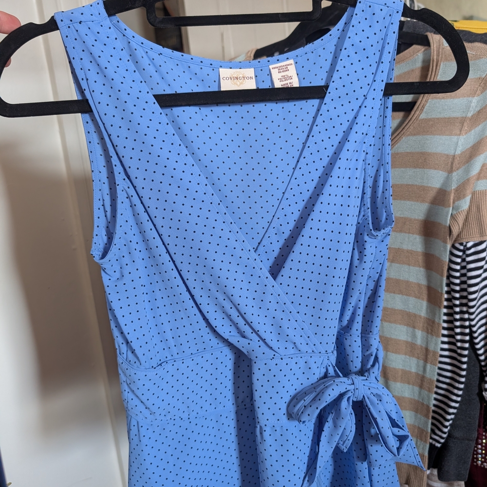 Blue Polka Dot Wrap Dress